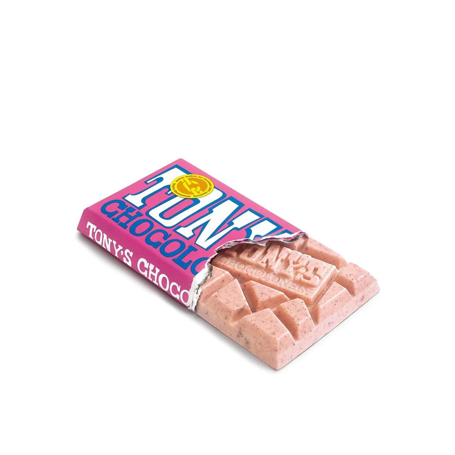 Tony's Chocolonely - White Chocolate, Raspberry & Popping Candy