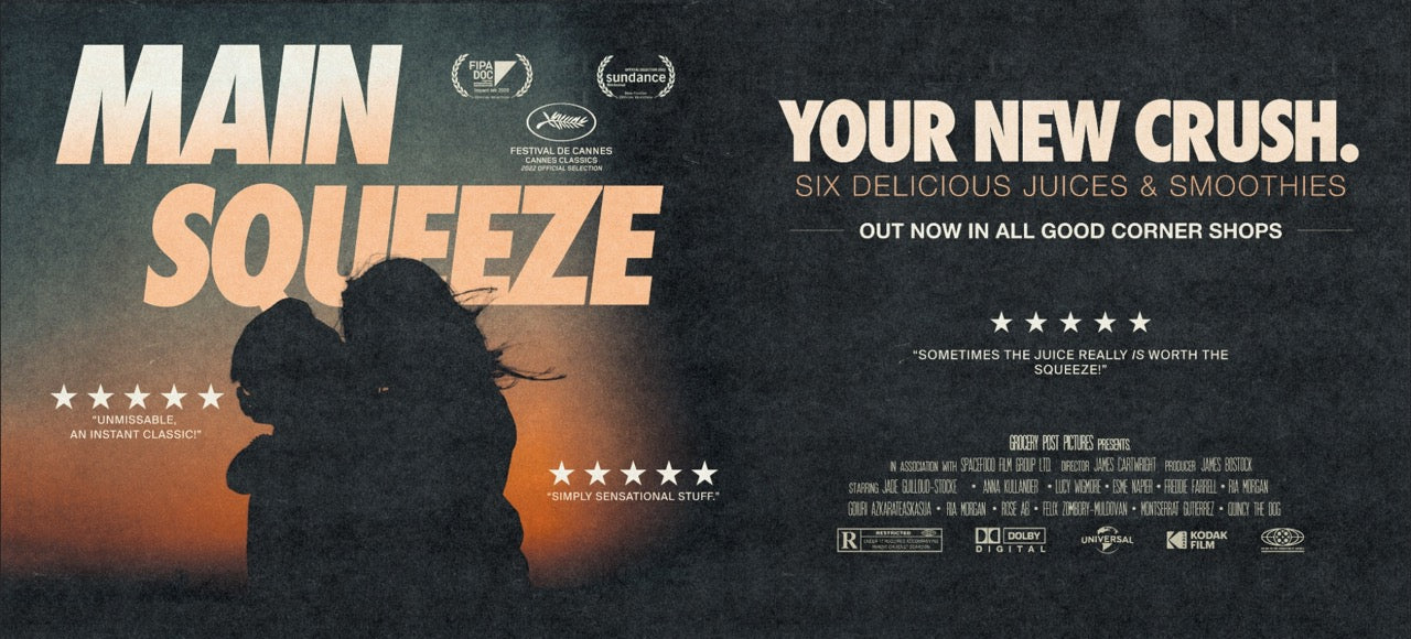 movie poster style image of main squeeze juice brand